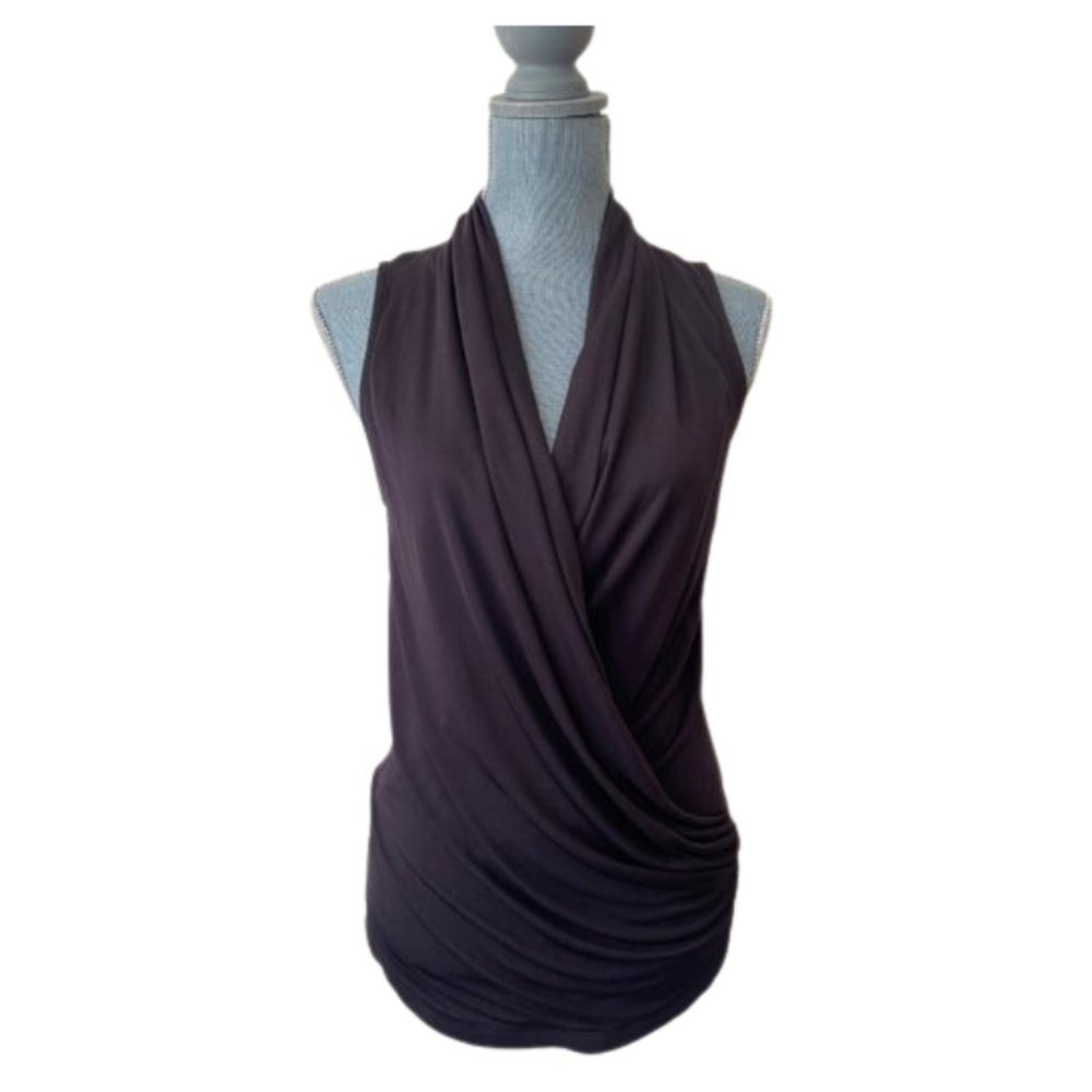 Designers Remix Plum draped sleeveless blouse
